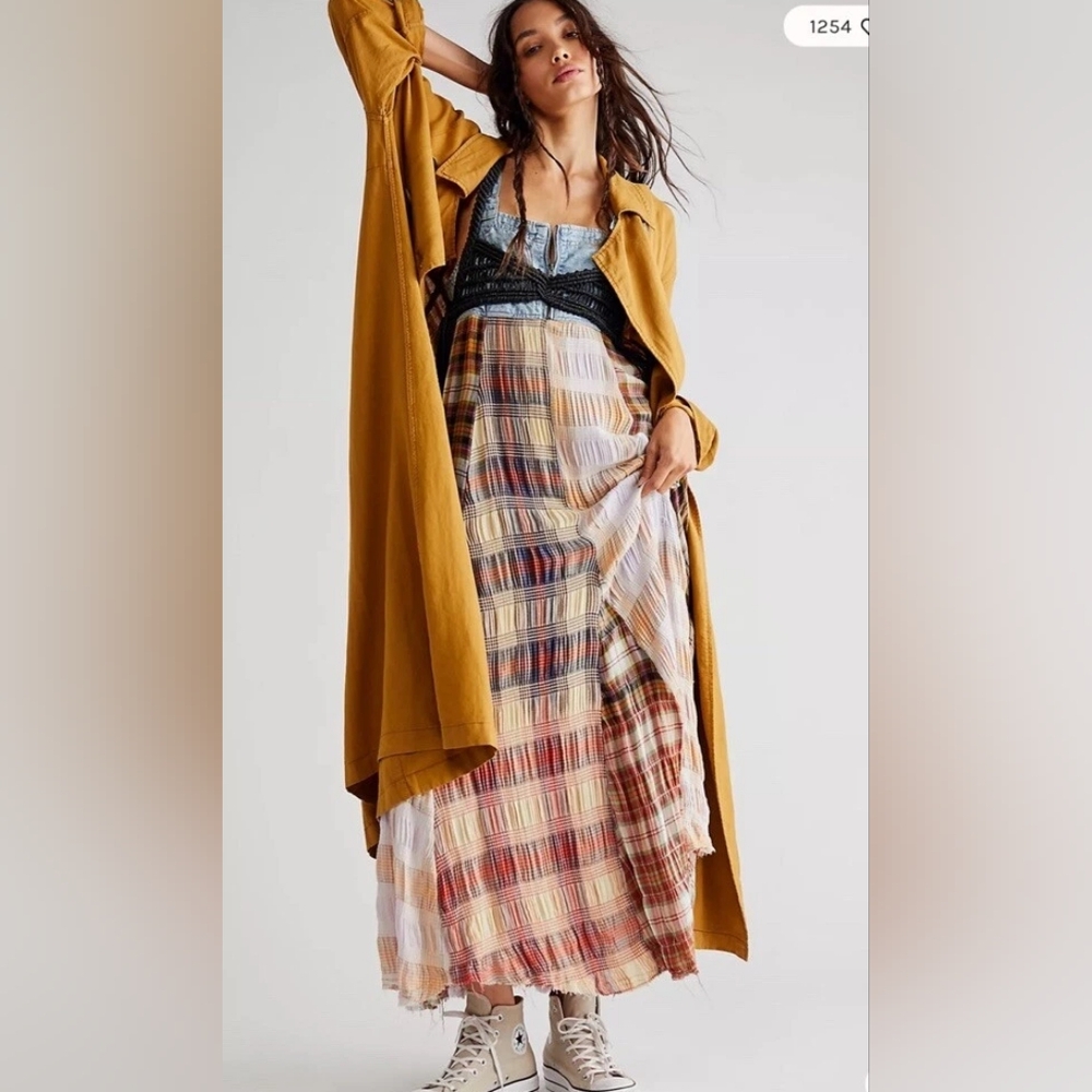 Free People Plaid Maxi Dress - Blue and Brown - Picture 5 of 16